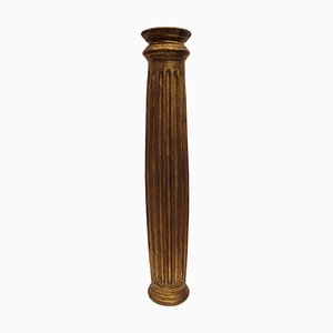 Fragment de Retable de Colonne en Bois Sculpté et Doré, 19ème Siècle