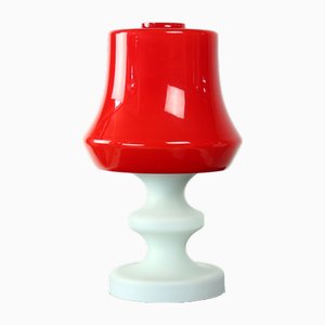 Tischlampe aus Opalglas in Rot & Weiß von Stefan Tabery für Opp Jihlava, 1960er