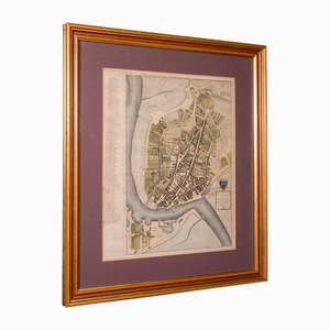Mapa de plano georgiano inglés antiguo enmarcado, 1780