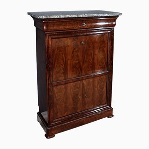 Small Secretary in Burl Mahogany Veneer, Early 19th Century