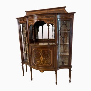 Antiker viktorianischer Vitrinenschrank aus Mahagoni mit Intarsien, 1880