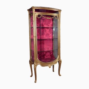 Geschwungene Vitrine aus Goldenem Holz, Frühes 20. Jh.