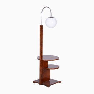 Art Deco Walnut Floor Lamp attributed to J. Halabala for Up Závody, Czech, 1920s