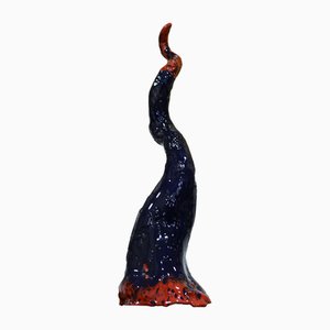 Terracotta Corno Vesuvio Sculpture with Third-Fire Colors