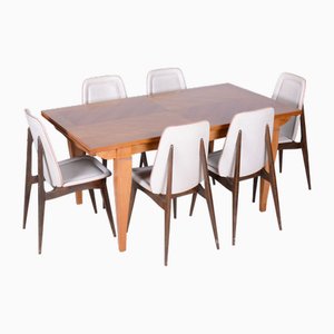 Art Deco Oak & Spruce Folding Table attributed to J. Leleu, France, 1920s