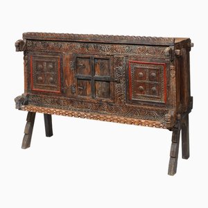 Coffre Damchiya en Bois Sculpté, 1920s