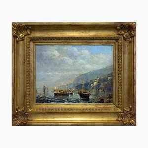 Luigi Basile, Marina, 1980s, Oil Painting, Framed