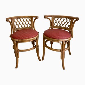 Set of Vintage Bamboo and Rattan Bistro Chairs, 1970s