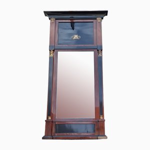Antique North German Empire Mirror in Mahogany and Ebonized Cherry with Bronze Details, 1810s