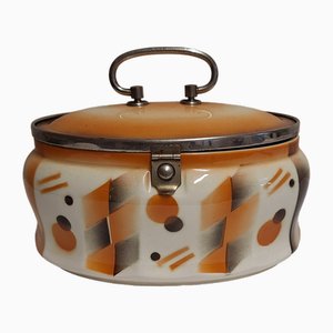 Pot à Biscuits Art Déco Antique à Couvercle Ovale, Allemagne, 1920s