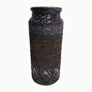 Vintage Swedish Vase in Blue-Brown Glazed Ceramic from Thomans, 1970s