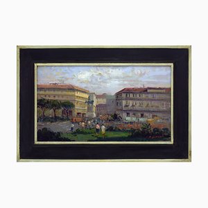 Renato Criscuolo, In Piazza Landscape, Oil on Canvas, 2007, Framed