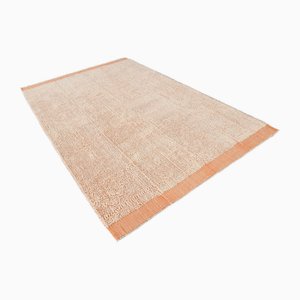 Tappeto Kilim con pompon pastello in lana, Turchia