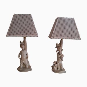 Spanische Figurative Tischlampen aus glasiertem Porzellan von Lamplove, 1980er, 2er Set