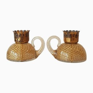 Candleholders / Lamp bases attributed to Archimede Seguso, Murano, Set of 2