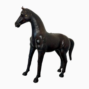 Escultura de caballo victoriana de cuero, de finales del siglo XIX