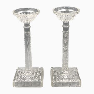 Candlesticks in Pressed Glass from Streit, Germany, 1930s, Set of 2