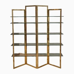Bibliothèque en Verre en Laiton et Verre par Sandro Petti, 1970s
