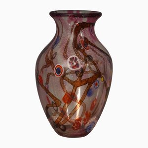 Vase Art Mid-Century en Verre Murano Murrina, 1980s