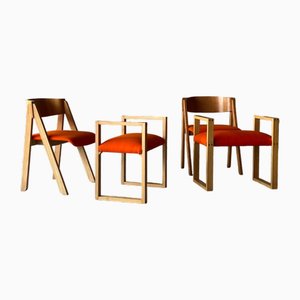 Plywood Chairs with Bench, Set of 4