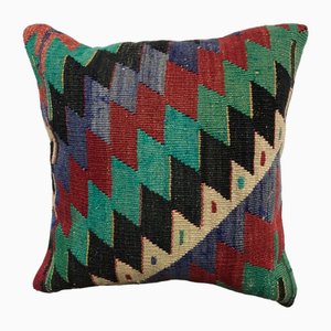 Colorful Oushak Cushion Cover, 1960s