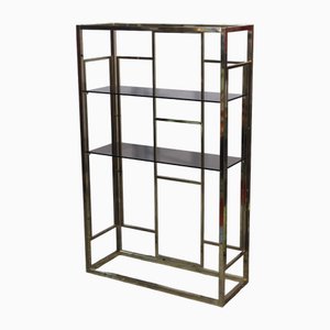 Golden Metal Shelf attributed to Renato Zevi, Italy, 1970s
