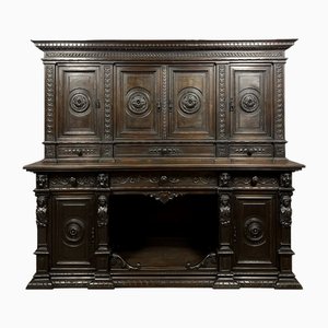 Renaissance Castle Buffet Cabinet in Walnut, 1850s