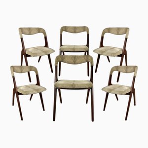 Sedie da pranzo in teak di Johannes Andersen, restaurata con tappezzeria personalizzabile, anni '60, set di 6