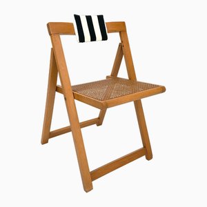 Sedie vintage pieghevoli in legno con cuscino, anni '70, set di 4