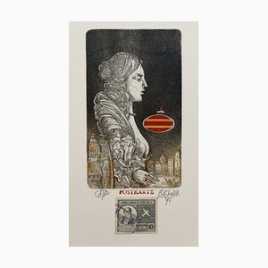Bogdan Pikulicki, Sin título (Una dama), Impresión y collage sobre papel, 1997