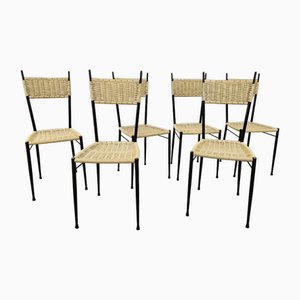 Sedie Mid-Century in ferro e plastica intrecciata, 1970, set di 6