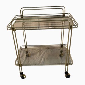 Mid-Century Modern Plated Iron and Smoked Glass Trolley, 1970s
