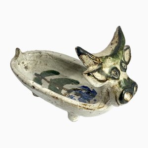 Mucca Mid-Century in ceramica attribuita ad Albert Thiry, Francia, anni '50
