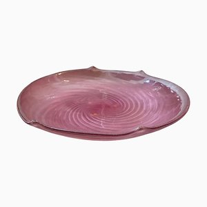 Modernist Purple Scavo Murano Glass Round Bowl by Cenedese, 1970s