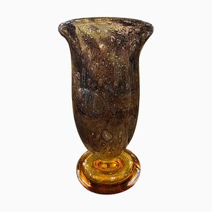 Modernist Brown and Amber Murano Glass Vase by Giovanni Cenedese for Cenedese, 1980s