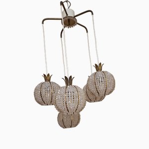5-flammige Vintage Deckenlampe aus Messing mit Messinghalterung, 1970er