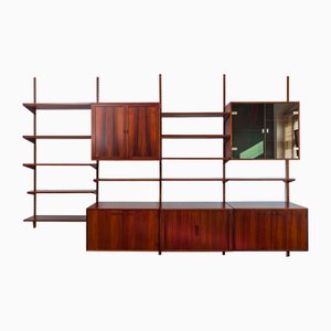 Estantería de pared modular de palisandro de Kai Kristiansen para FM Møbler, años 60