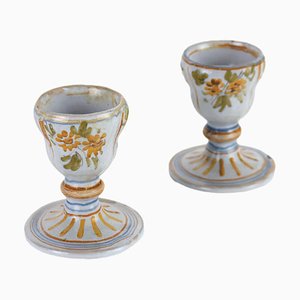 Antike Pokale aus Majolika von G. Boselli, Italien, 18. Jh., 2er Set