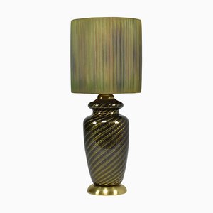 Vintage Italian Green Murano Table Lamp by Tommaso Barbi, 1970s