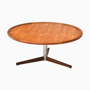 Vintage Dutch Round Coffee Table in Teak by Martin Visser for Spectrum, 1960s