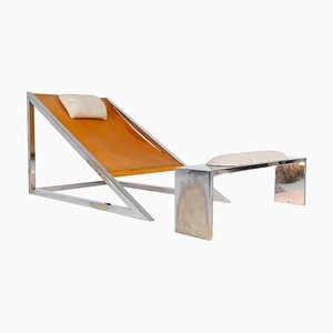 Mid-Century Modern Mies Lounge Chair with Ottoman attributed to Archizoom Associati, 1960s