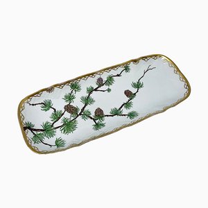 Flora Danica Porcelain Rectangular Plate by Bing & Grøndahl, Denmark, 1929