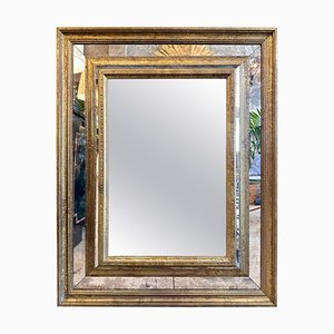 Miroir Vintage en Laiton avec Panneaux en Verre Vieilli, France, 1970