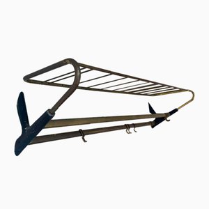 Art Nouveau Brass Coat Rack, 1940s