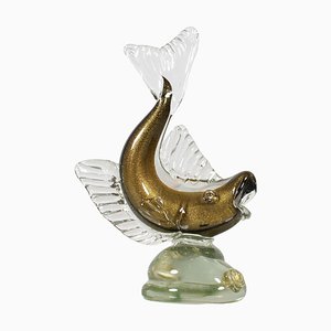 Peces de cristal de Murano y pan de oro Mid-Century de Flavio Poli, años 60