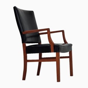 Poltrona in teak e similpelle, Danimarca, anni '60