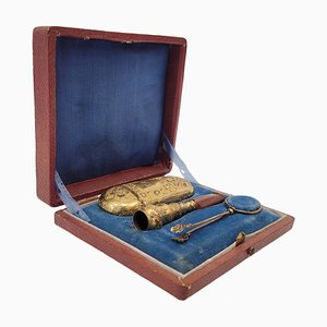 Napoleon III Pfeifen-/Tabakset aus Vergoldetem Messing, Frankreich, 19. Jh., 4er Set