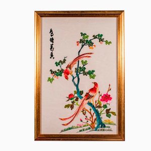 Besticktes koreanisches Vintage Panel aus Seidenbaumwolle, 1930er