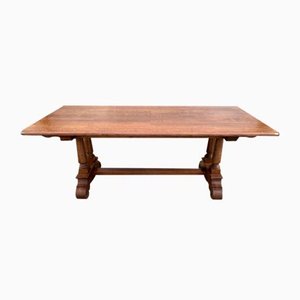 Mesa de comedor española grande de roble, años 50