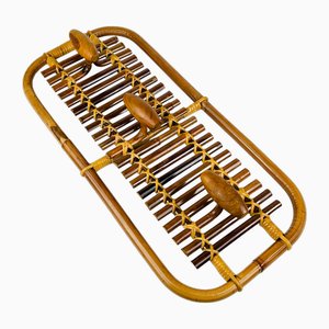 Mid-Century Modern Bamboo & Rattan Coat Rack attributed to Olaf Von Bohr, Italy, 1950s
